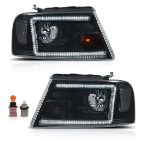 Pit66 B0dhvp39pd Led Drl Headlight Assembly Compatible 2004-2008 Ford F150/ 06-08 Lincoln