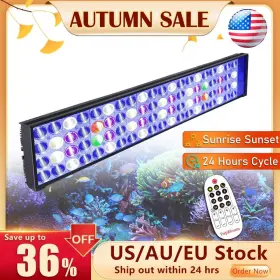 Popbloom Shannon54 S54 Led Aquarium Light Full Spectrum For 24 Inch -30 Marine Reef Coral Tank