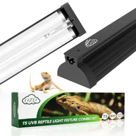 Qzq B0fjkl6lrm T5 Uvb Reptile Light Fixture Combo Kit 10.0 For Bearded Dragon Gecko
