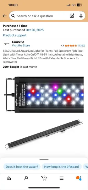 Seaoura Sr-816-802 Led Aquarium Light Full Spectrum 48-54 Inch Timer Adjustable
