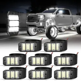 Shinight B0dcvrjkx9 8pcs White Rock Lights - Super Bright Pure 6000k Led Chips