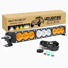 Skyworld B0cxp7nt3q Single Row Led Light Bar 12v Wiring Harness Kit 17 Inch 90w Dual Color
