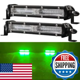 Szplonly B0d3zxw19v 7inch Green Led Boat Hunting Lights Bar 2pcs Single Row Slim Auxiliary