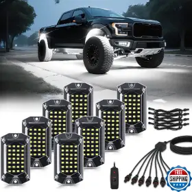 Tde Explorer.lighting B0ff4f8ll5 8 Pods Full Angle Pure White Led Rock Lights For Jeeps Truck Golf Cart Atv Utv R