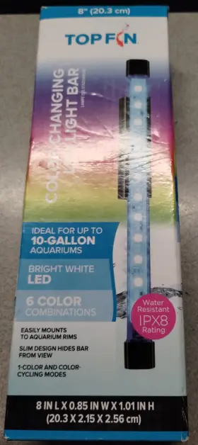 Top Fin 5230376 8 Inch Led Light For Fish Tank/aquarium Color Changing A