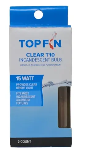 Top Fin 737257864672 Clear T10 Incandescent Bulb 15 Watt 2 Count #d-23