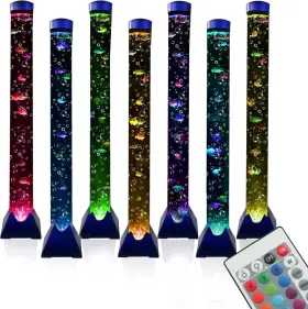 Twoto 313037291205 4ft Led Bubble Tube Floor Lamp Extra Large Aquarium With 10 Fish And Remot
