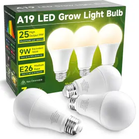 Unilampro B0c5x1r5v2 A19 Full Spectrum 9w Led Grow Light Bulbs For Indoor Plants 3-pack