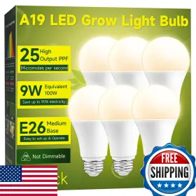 Unilampro B0c5x2n1mh A19 E26 Full Spectrum Led Grow Light Bulbs For Indoor Plants 6-pack