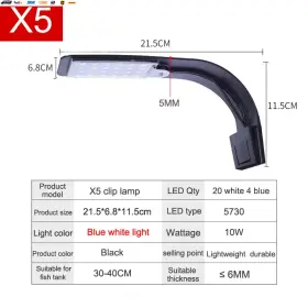 Usa-viralfinds 445016780752 Super Slim Led Aquarium Light Lighting Plants Grow 5w/10w/15w Aquatic Plan