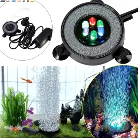 Usa-viralfinds 445033325318 1pc Color Changing Led Waterproof Aquarium Light Round Fish Tank Bubbler Decor L