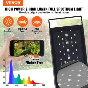 Vevor 197988393689 Aquarium Light With Lcd Monitor 14w Full Spectrum Fish Tank 24