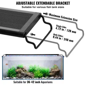 Vevor 197988550822 Aquarium Light 36w Full Spectrum Fish Tank With 24/7 Natural Mode Adjust