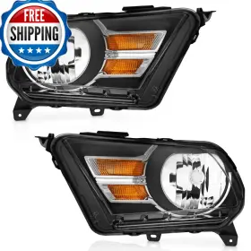 Weelmoto B0cxwb7273 Halogen Headlight For 2010-2014 Ford Mustang Not Fit V6 Trim Models