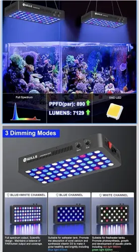 SHORT-165W WILLS Led Spectrum Fish Tank Light High Intensity