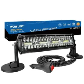 Wowled B0cthq77fl Magnetic Led Light Bar Super Bright 12 Inch Combo Beam Cigarette Lighter