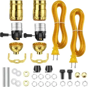 Zonon Hu-zonon-317449 2 Packs Floor Lamp Repair Kit Parts Rewire With 12 Foot Golden