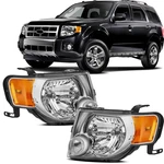 Corkiauto For 2008-2012 Ford Escape Headlight Assembly Oe Style Halogen Chrome. Fixed Price $152.24.